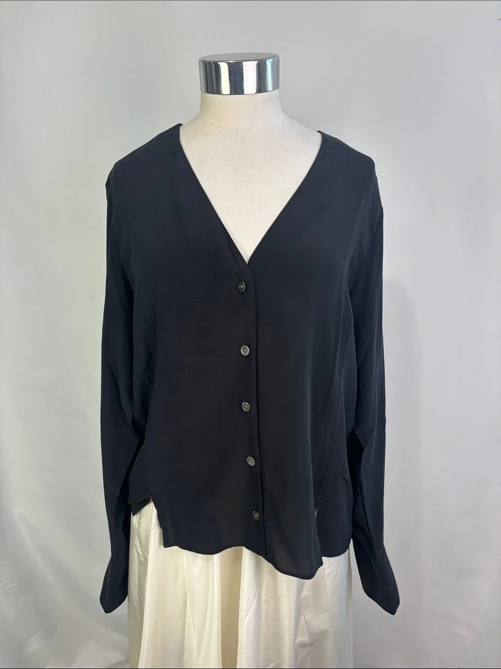 NWT EVERLANE BLACK SILK BLOUSE